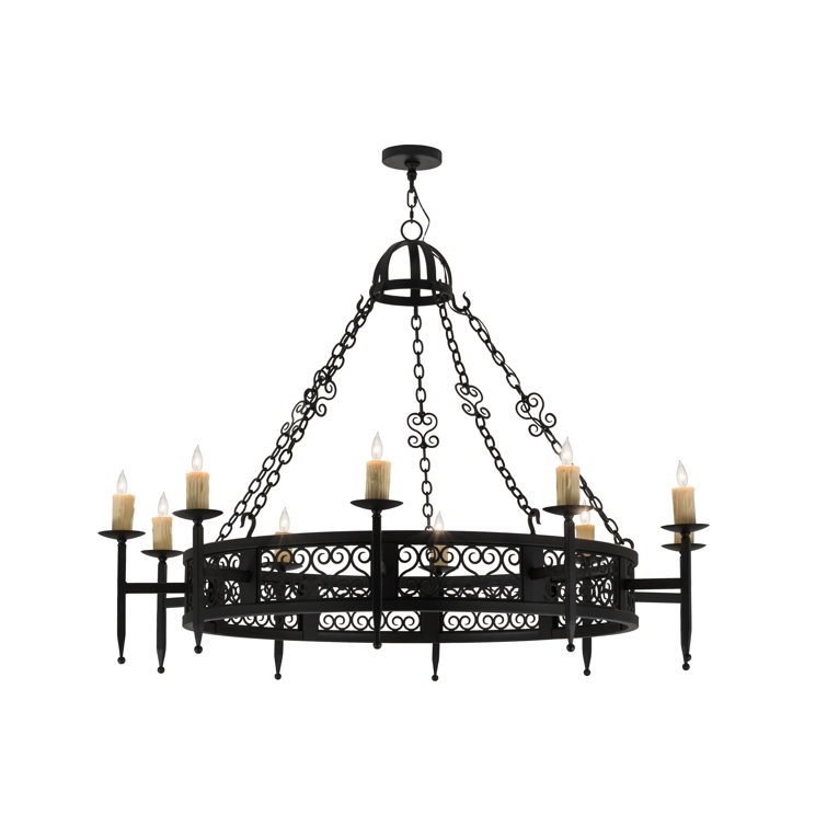 Astoria Grand Windermere 10 Light Dimmable Wagon Wheel Chandelier